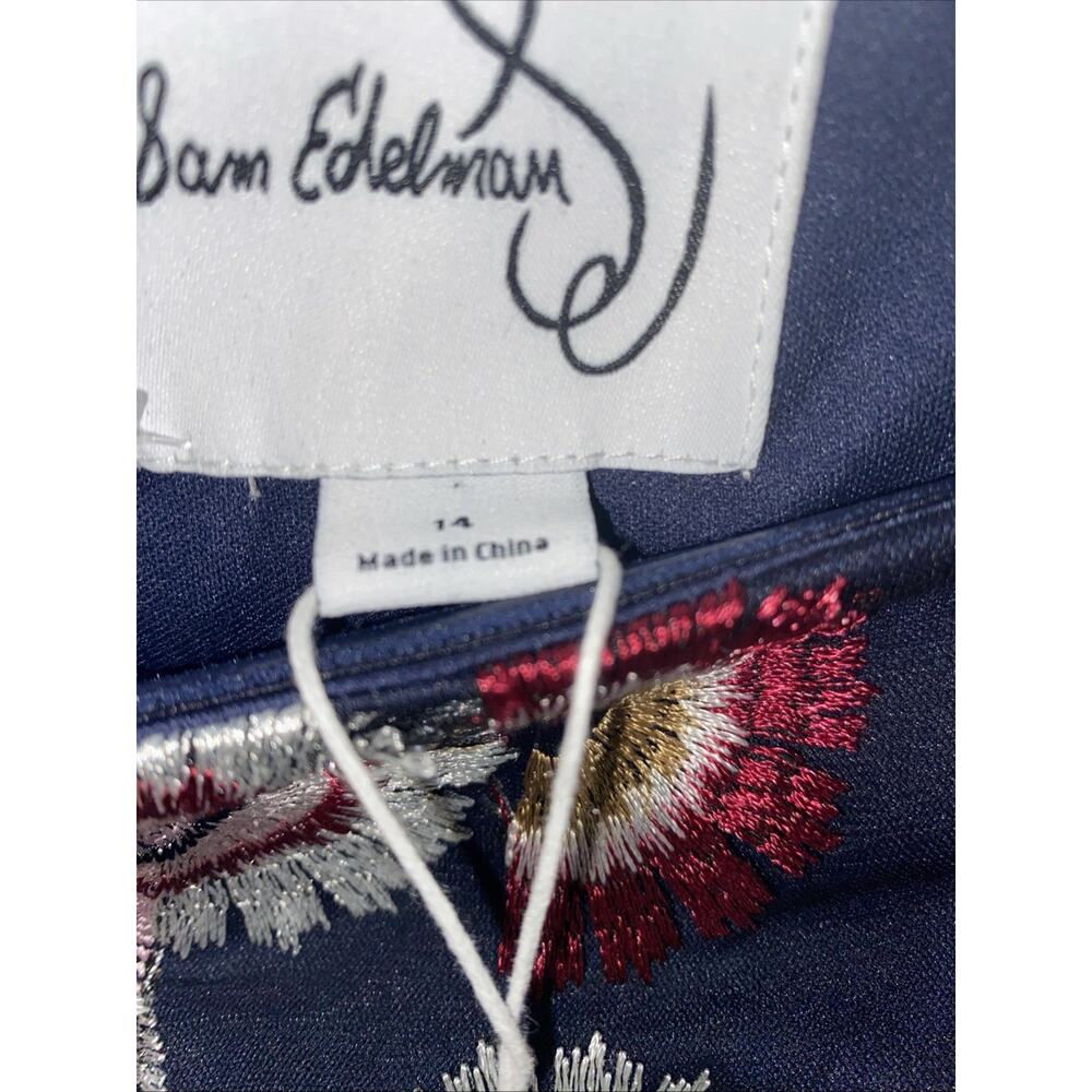 Sam Edelman Navy Blue Embroidered Floral Dress 14 NWT Kentucky Derby - Picture 7 of 8